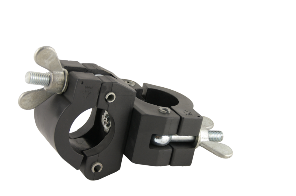 Geassembleerd kunststof spuitgietdeel met metalen klem en bouten