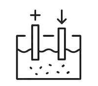 Pictogram galvaniseerproces met positieve en negatieve elektroden