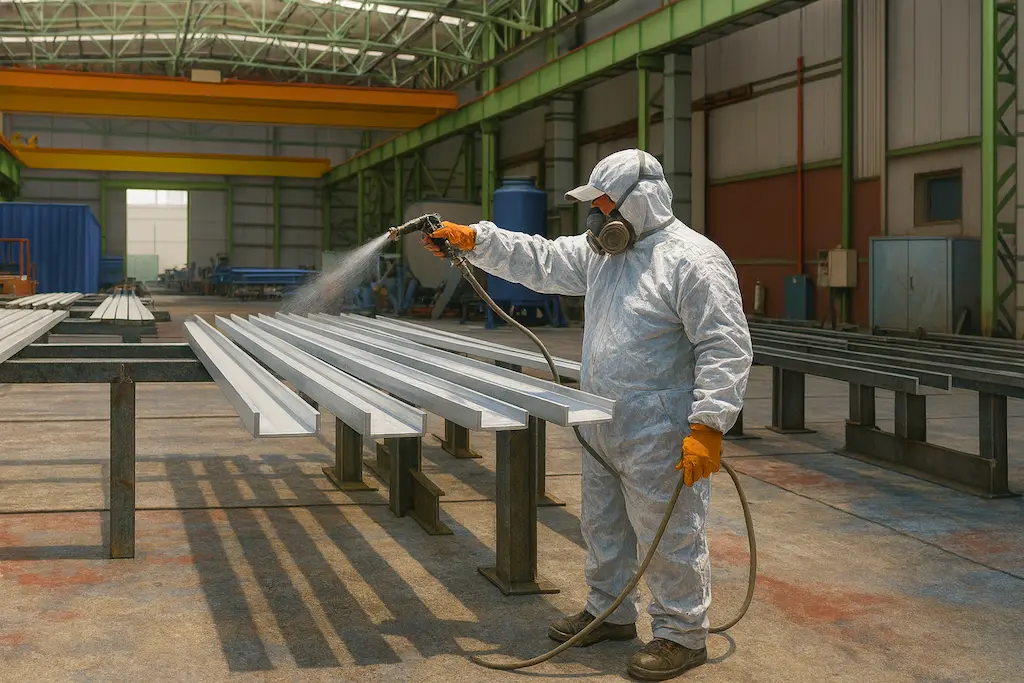 Metalen constructie gecoat na natlakproces bij TOS